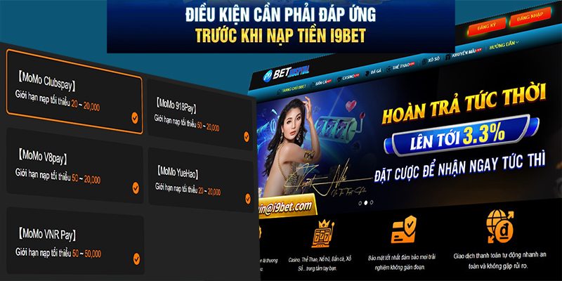 Điều kiện để tiến hành nạp tiền I9BET